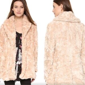 Free People Cream Faux Fur Coat Size XS